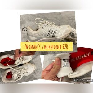 New balance plastic molded cleats woman size 6 white softball NB